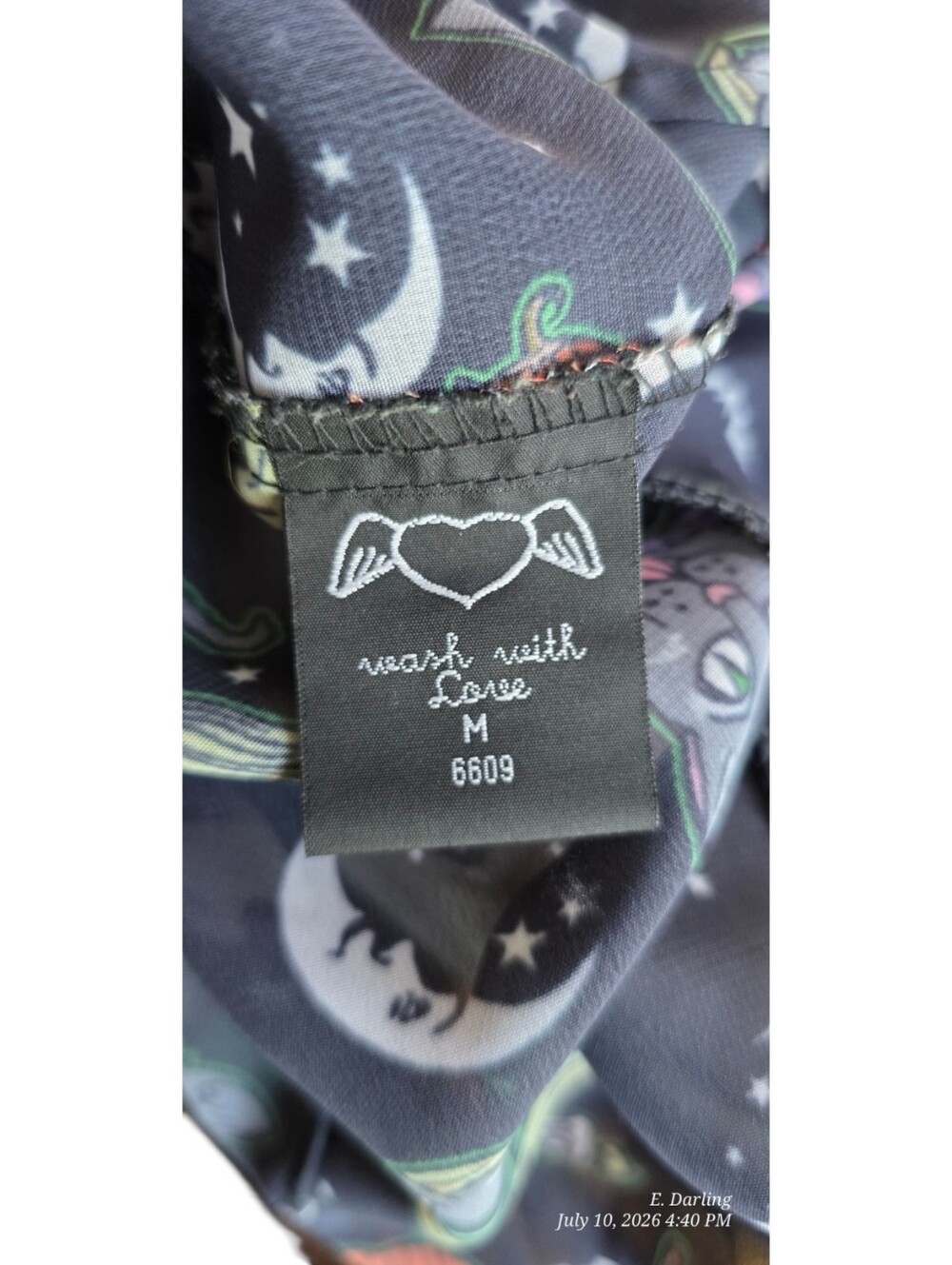 Hell Bunny Salem Halloween Sheer Cat Ghost Pumpkin Blouse Womens Size M - Picture 9 of 10